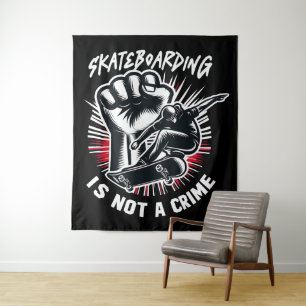 Skateboarden is geen misdaad wandkleed