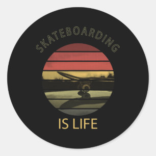 Skateboarden Is Leven - Grappige Retro Skateboard Ronde Sticker