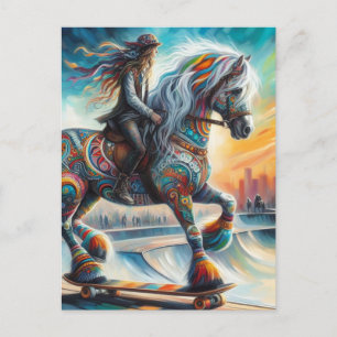 Skateboarden paard en ruiter briefkaart