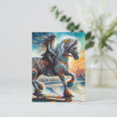 Skateboarden paard en ruiter briefkaart (Staand voorkant)