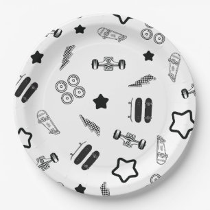 Skateboarden Party Paper Borden 9" Papieren Bordje
