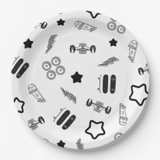 Skateboarden Party Paper Borden 9" Papieren Bordje