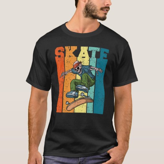 Skateboarden Retro  Skelet Flip Skateboa T-shirt (Voorkant)