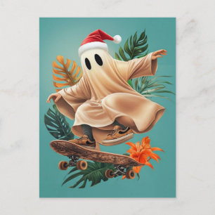 Skateboarden Santa Ghost Briefkaart