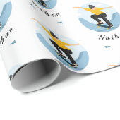 Skateboarden Silhouette en Kinder padnaam Cadeaupapier (Rol Hoek)