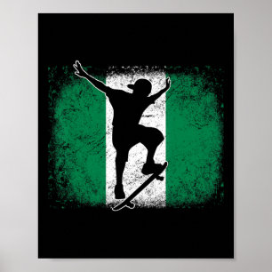 Skateboarden Skateboard Nigeria Nigeriaanse Vlag N Poster