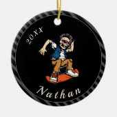 Skateboarden Skater Name & Year Striped Keramisch Ornament (Voorkant)
