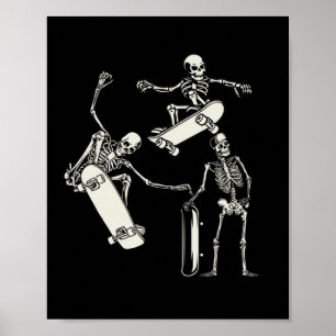 Skateboarden Skeleton Skater Halloween Poster