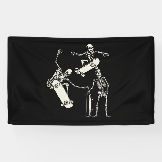 Skateboarden Skeleton Skater Halloween Spandoek (Horizontaal)