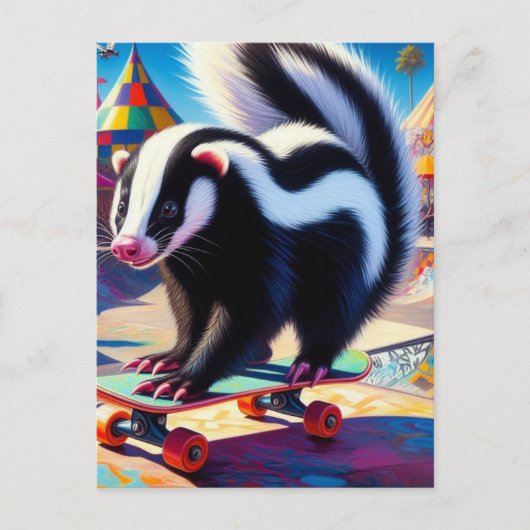Skateboarden Skunk Briefkaart (Voorkant)