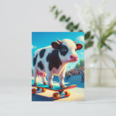 Skateboarden Surreal Dairy Koe Briefkaart (Staand voorkant)