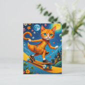 Skateboarden Surreal Ginger Cat Briefkaart (Staand voorkant)