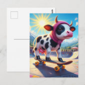 Skateboarden Surreal Koe Briefkaart (Voorkant / Achterkant)