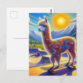 Skateboarden Surreal Schattig Alpaca Briefkaart (Voorkant / Achterkant)