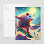 Skateboarden Surreal Schattig Opossum Briefkaart (Voorkant / Achterkant)