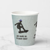 Skateboarden thema steel metal look tiener of man papieren bekers (Voorkant)