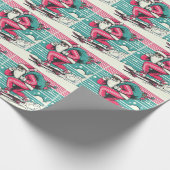 Skateboarden vader kerst cadeaupapier (Hoek)