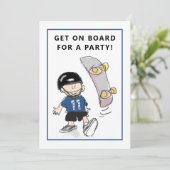 Skateboarden Verjaardagsfeestje Uitnodigingen (Staand voorkant)