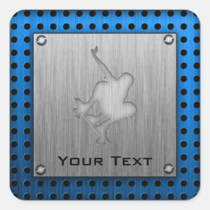 Skateboarden voor metalen in geborsteld vierkante sticker