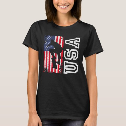 Skateboarden VS Vlag 4 juli Patriottisch Ameri T-shirt (Voorkant)