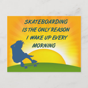 Skateboarden Wake Up Briefkaart