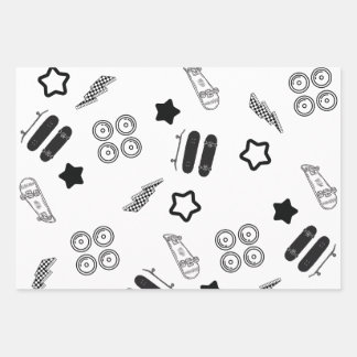 Skateboarden Wrapping Paper Flat Sheet Set van 3
