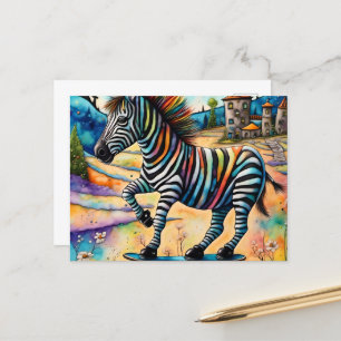 Skateboarden Zebra Briefkaart