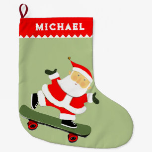Skateboardende Kerstman Skateboarder Grote Kerstsok