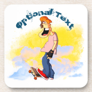 Skateboardende man bier onderzetter