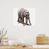 Skateboardende olifant poster (Keuken)