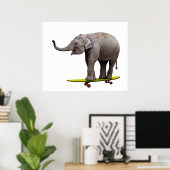 Skateboardende olifant poster (Thuiskantoor)