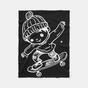 Skateboardende tiener strip pret sport fleece deken