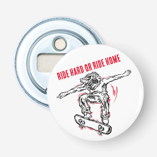 Skateboarder Doing Mid Air Skateboarden Button Flesopener