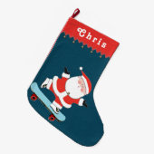 Skateboarder Holiday Gift Large Kerststop Grote Kerstsok (Voorkant (Hangend))