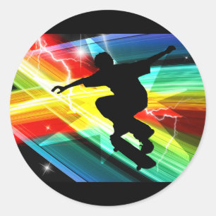 Skateboarder in Criss Cross Lightning Ronde Sticker