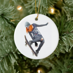 Skateboarder Keramisch Ornament