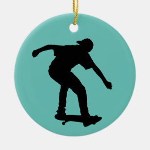 SKATEBOARDER KERSTVERSIERING KERAMISCH ORNAMENT