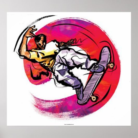 Skateboarder met Colorful Background Poster (Voorkant)