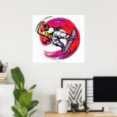 Skateboarder met Colorful Background Poster (Thuiskantoor)