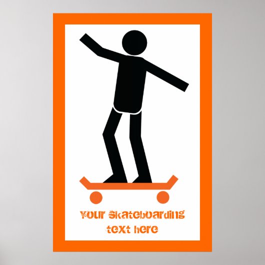 Skateboarder op zijn skateboardaangepast poster (Voorkant)