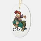 Skateboarder personaliseren keramisch ornament (Links)