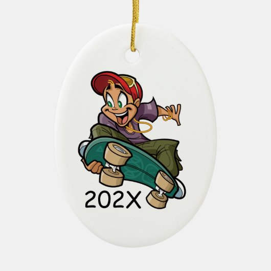 Skateboarder personaliseren keramisch ornament (Voorkant)