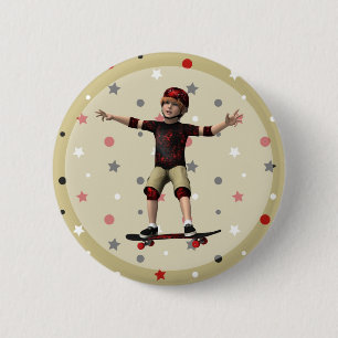 Skateboarder Ronde Button 5,7 Cm