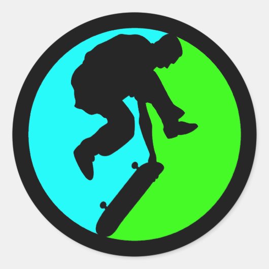 SKATEBOARDER RONDE STICKER (Voorkant)