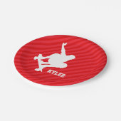 Skateboarder; Scarlet Red Stripes Papieren Bordje (Gekanteld)
