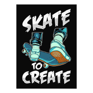 Skateboarder Schaats aan Creëer Foto Afdruk