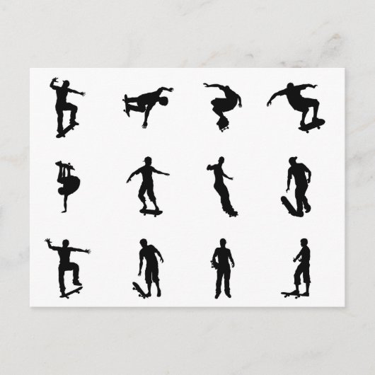 Skateboarder silhouettes briefkaart (Voorkant)