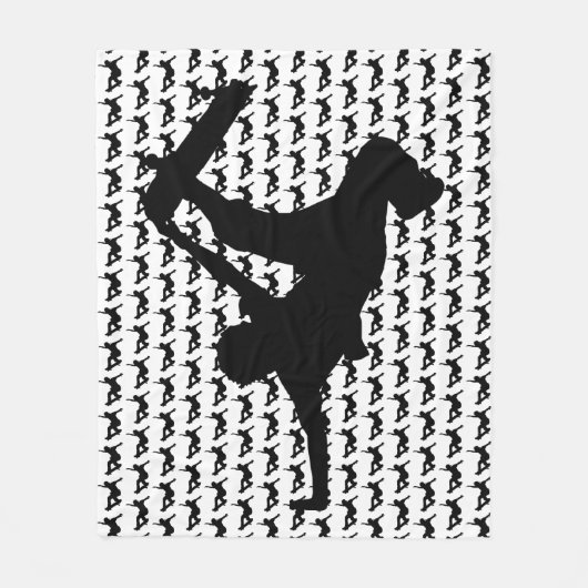 Skateboarder Skateboarden Silhouet Fleece Deken (Voorkant)