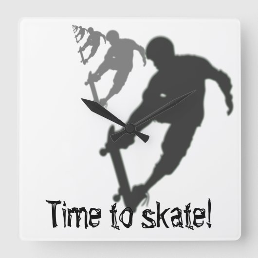 Skateboarder Square Wall klok (Voorkant)