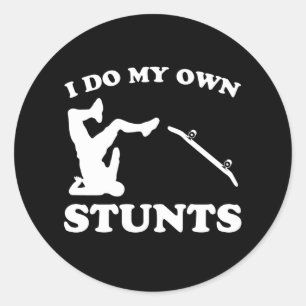 Skateboarder Stunts Fun Skateboard Gift Ronde Sticker